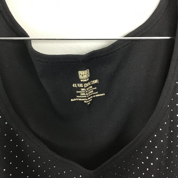 Women's Black Rib-Knit Silver Dots Scoop Neck Top - Picture 3 of 9